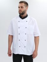 Костюм повара с коротким рукавом Шоколад (тк.ТиСи), черный/белый — изображение 6