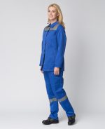 Костюм женский Веснис-1 СОП (тк.Смесовая,210) брюки, васильковый/серый — изображение 2