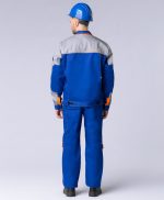 Костюм Союз-Профессионал-1 (тк.Балтекс,240) брюки, васильковый/св.серый/оранжевый — изображение 2