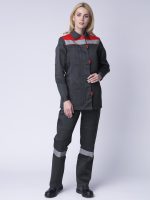 Костюм женский Весна-2 СОП NEW (тк.Смесовая,210) п/к, т.серый/красный — изображение 2