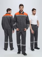Костюм Лигор-1 СОП (тк.Смесовая,210) брюки, т.серый/оранжевый