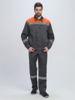 Костюм Лигор-1 СОП (тк.Смесовая,210) брюки, т.серый/оранжевый — изображение 6