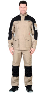 Куртка ВЕСТ-ВОРК бежевая с черным пл. 275 г/кв.м