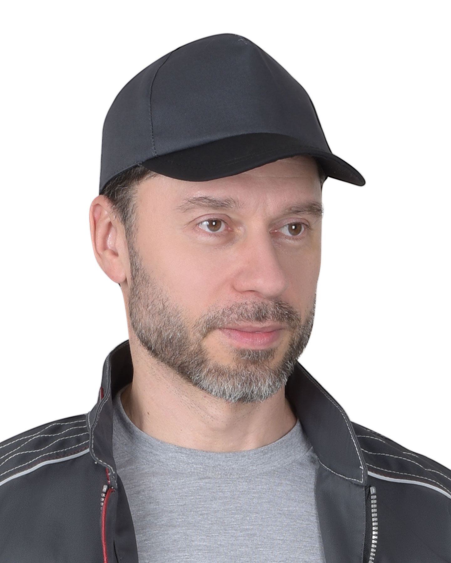 100447.jpg Кепка-бейсболка т.серая с черным козырьком — изображение 1