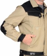 Костюм летний ВЕСТ-ВОРК куртка кор., п/к бежевый с черным пл. 275 г/кв.м — изображение 3