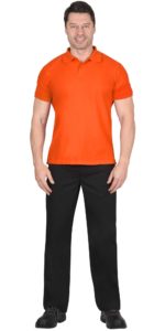 Рубашка-поло оранжевая короткие рукава с манжетом, пл.180 г/м2