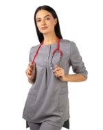 Костюм В-489 женский, блуза, брюки, серый — изображение 6