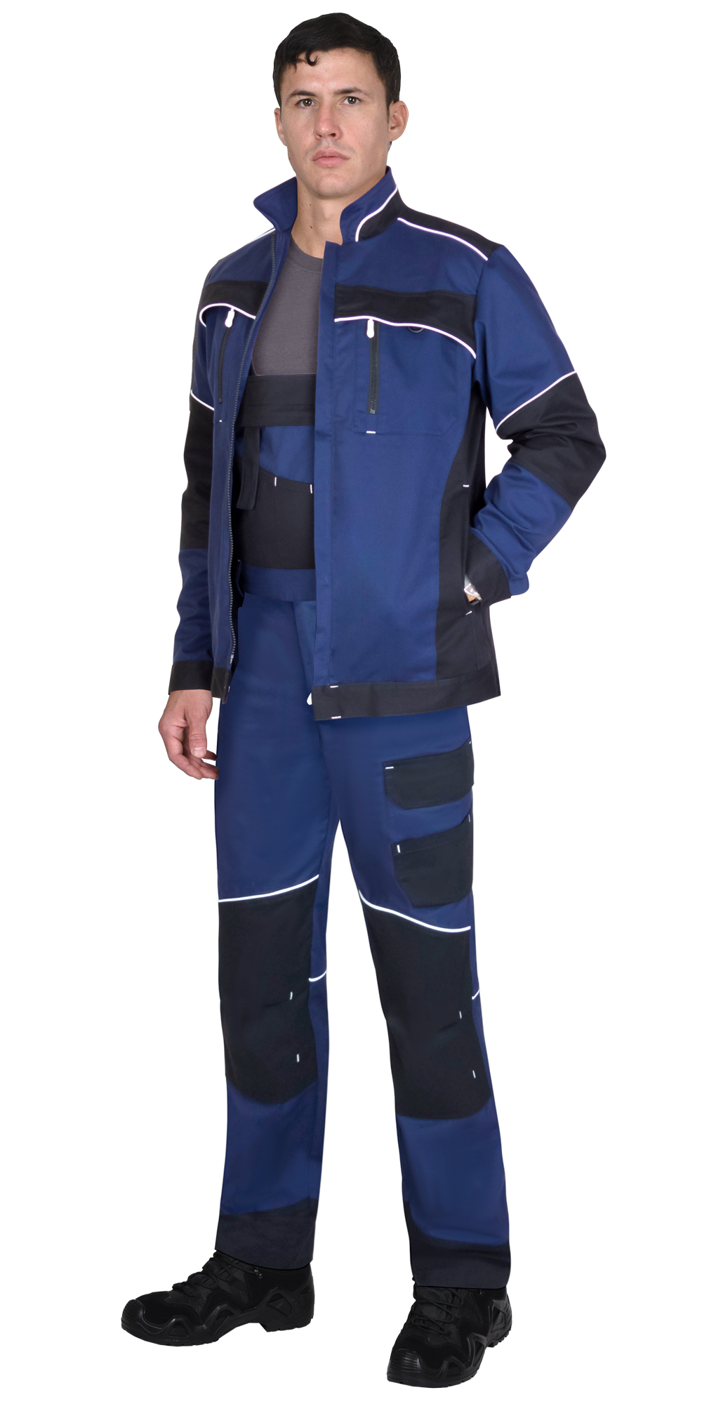 166545.jpg Костюм АРКТИК куртка, п/к, синий с черным, тк. мех. стрейч — изображение 1