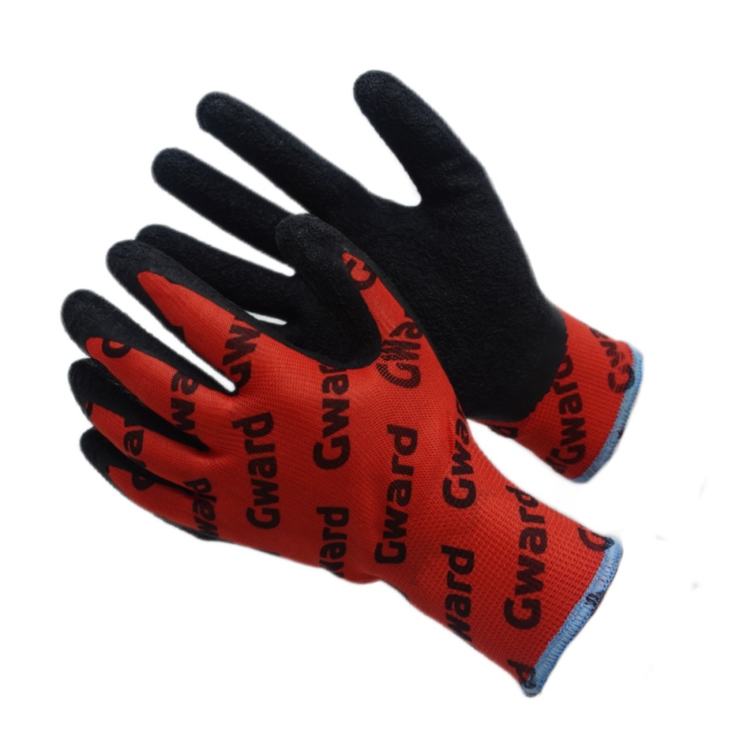 red_with_gward_logos_perchatki_neylonovye_s_teksturirovannym_lateksnym_pokrytiem.jpg Red with GWARD LOGOS Перчатки из полиэстера/нейлона с текстурированным латексным покрытием — изображение 1